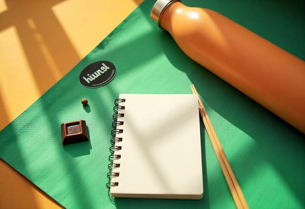 mindset-Flat lay of mindful eating tools
