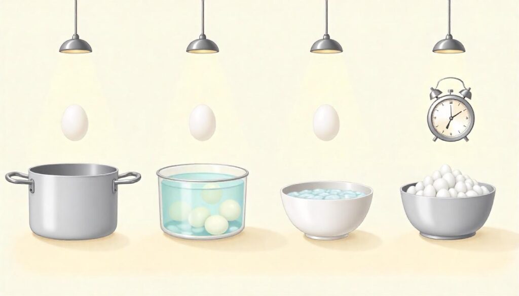 Periodic Egg cooking method alternating hot and cold water for perfect texture