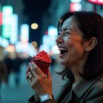 Person having emotional moment with birthday cake and Calorie tracker